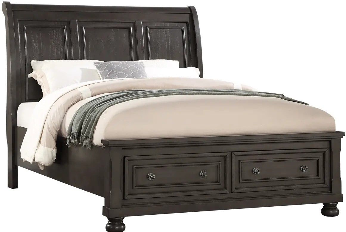 RC Willey Stella Gray Queen Storage Bedroom Set – Queen Storage Bed + 2 Nightstands – Excellent Condition