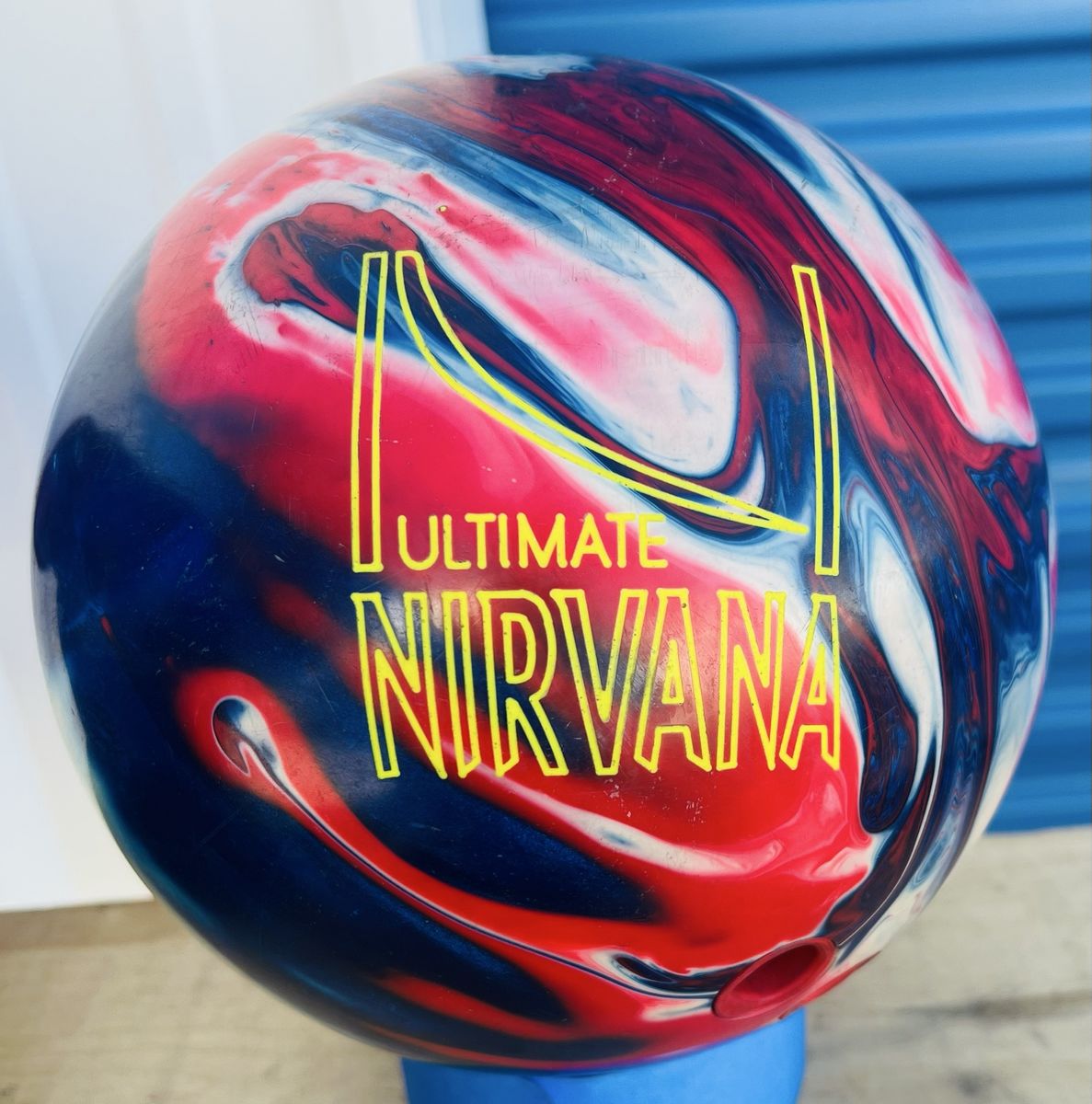 Brunswick Ultimate Nirvana 15lb Bowling Ball - Red/Blue/White Swirl - Drilled