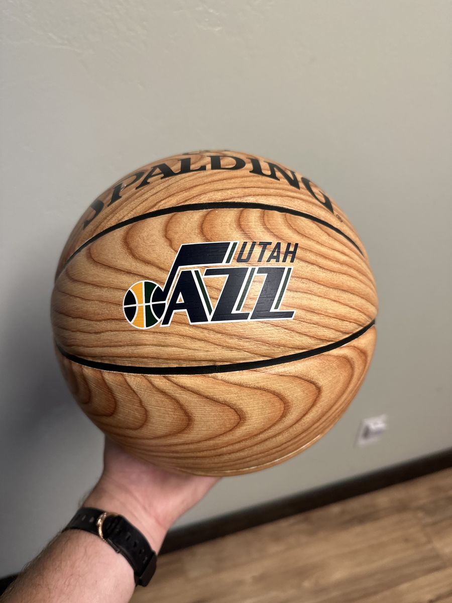 Utah jazz signature blank wood floor ball