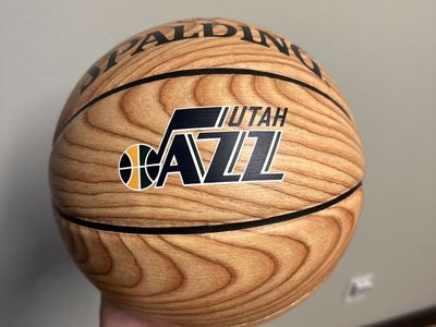 Utah jazz signature blank wood floor ball