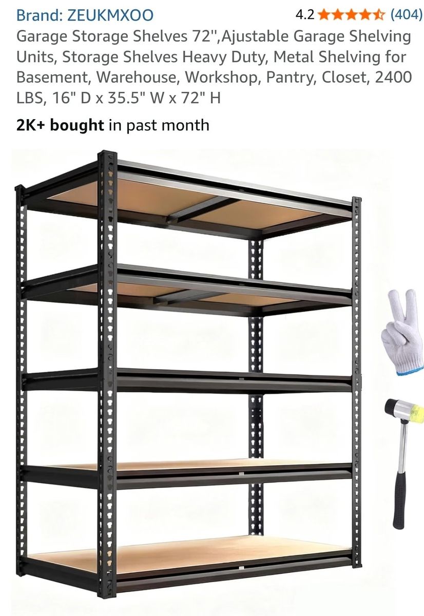5-Tier Heavy Duty Storage Rack Shelf 485LBS Capacity Per Shelf