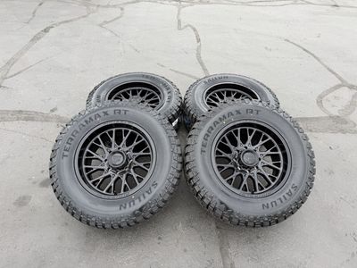 New 37x12.50r20 Terramax RT Black Fittipaldi FA08 8 lug 8x170 Ford F250 F350 Superduty Powerstroke wheels and tires 3 peak rated