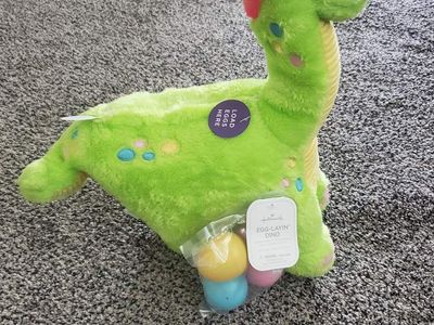 New Hallmark Easter Interactive Stuffed Animal Egg Laying Dinosaur Plush
