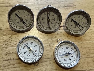 Lot of 5x Vintage 60's Metal Tin Japanese Compass