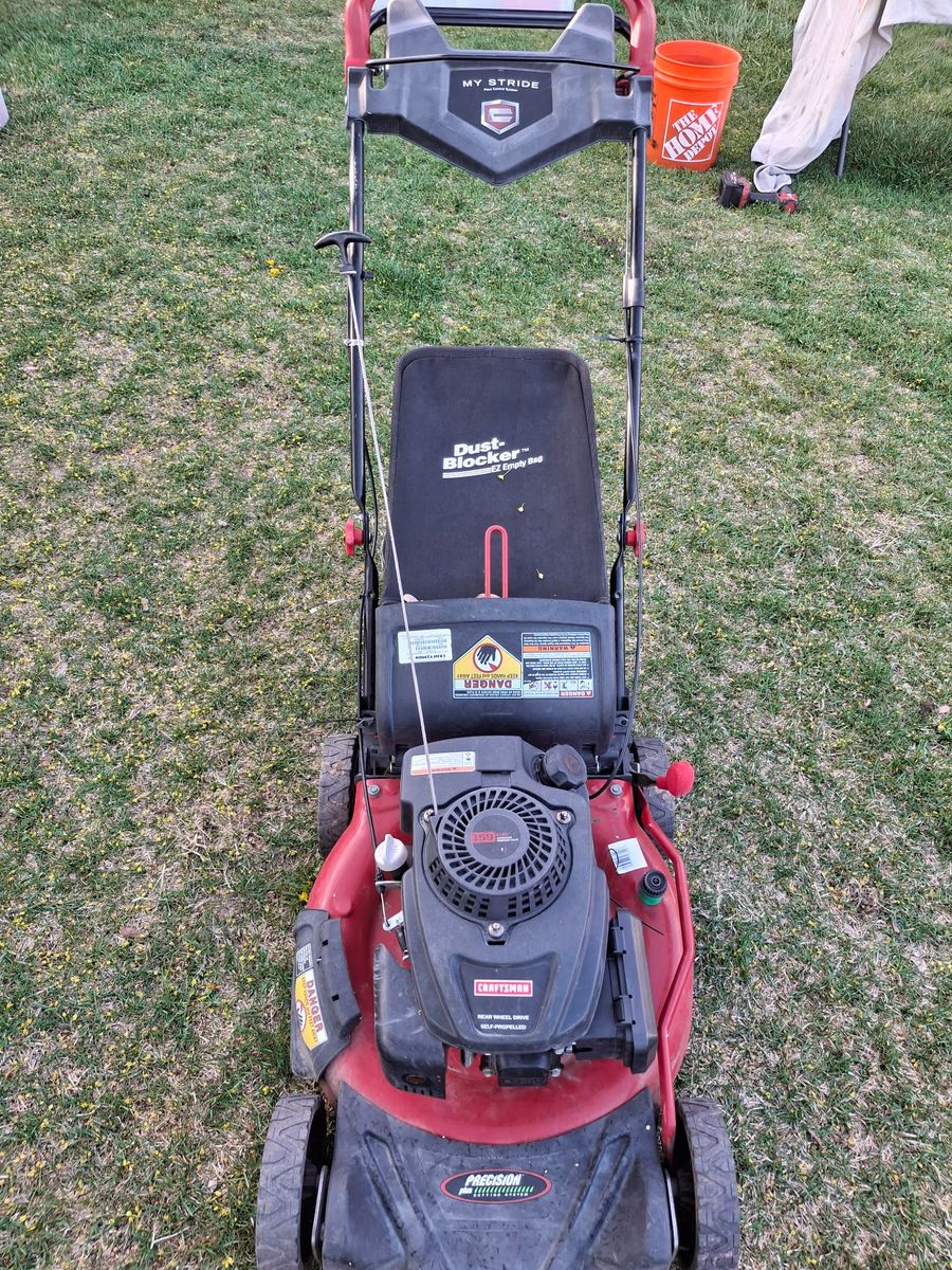 Craftsman lawn mower with bag and rear wheel drive