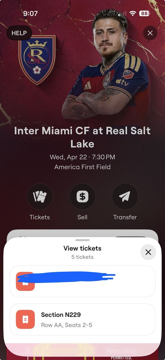 Inter Miami vs RSL Messi tickets aisle seats!
