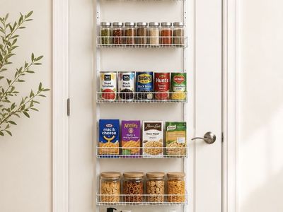 Over-the-Door Pantry Organizer, 6-Tier Adjustable Storage Rack, White Wire Frame