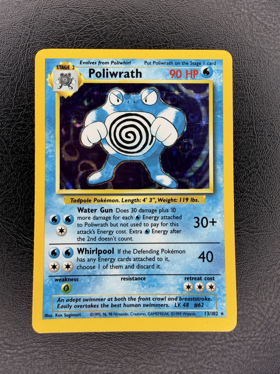 Poliwrath 13/102 Holo Base Set WOTC Pokemon Card LP