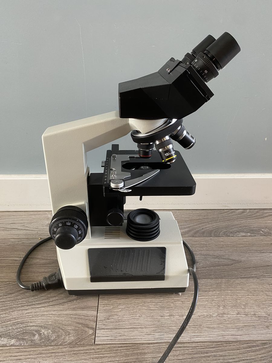 Binocular Compound Laboratory Microscope with 4x/10x/40x/100x Objectives + Slide Making Kit