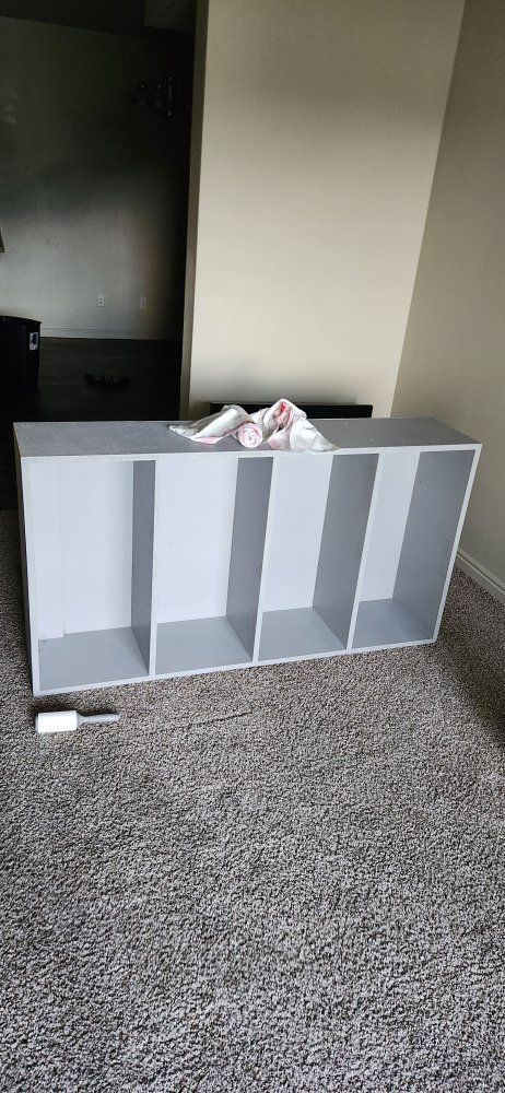 Gray 4-Cube Storage Shelf Unit - Versatile Organizer, Good Condition