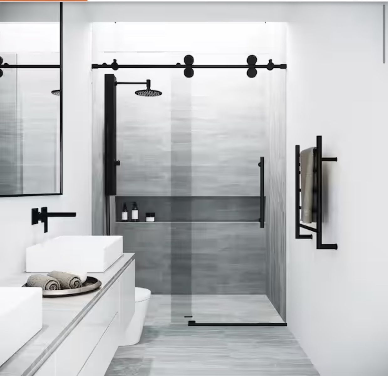 HALF PRICE OF HOME DEPOT! BRAND NEW- VIGO Elon 44-48”W x 74”H Frameless Sliding Shower Door With Matte Black Hardware