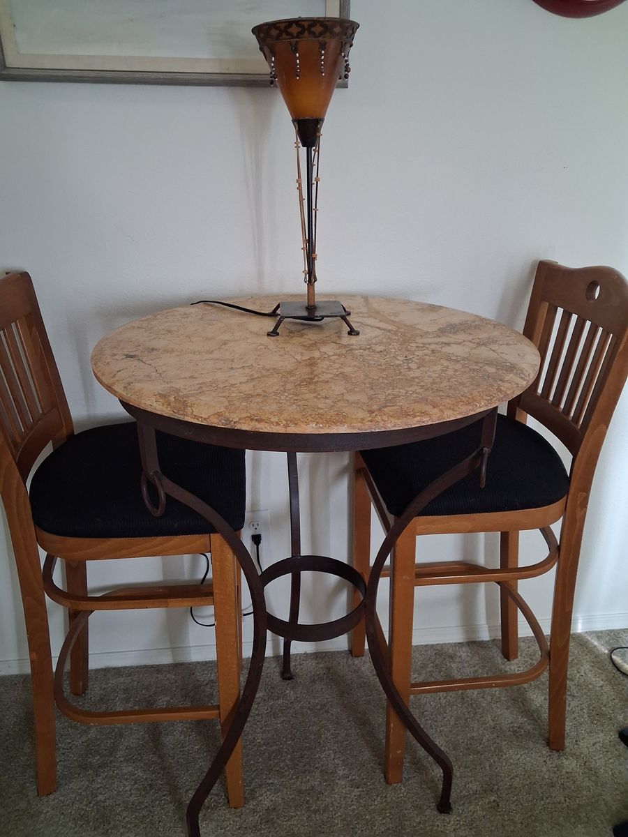 Bistro table and 2 bar stools for sale