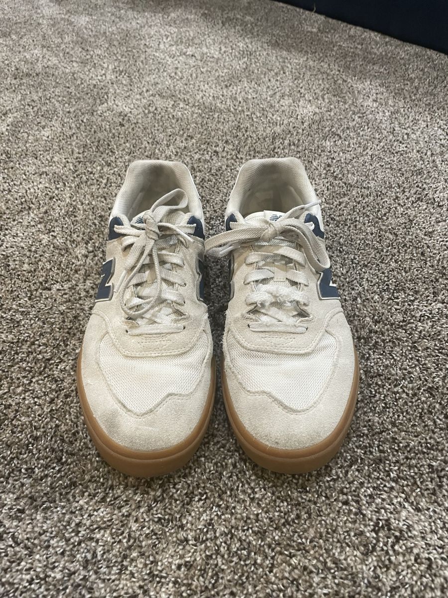 New Balance All Coasts 574 V1 Sneakers Men's Size 10.5 Tan/Navy Gum Sole Skate Shoes
