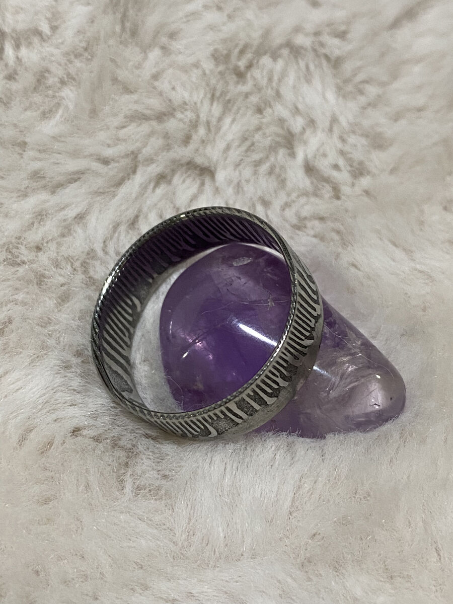 Damascus Steel Wedding Band - Size 13.5