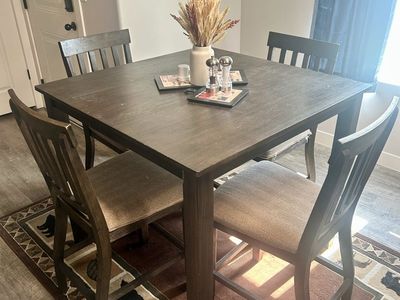 Used Dining Table with 4 Chairs - Dark Wood Finish, Minimal Wear, 4-Seater