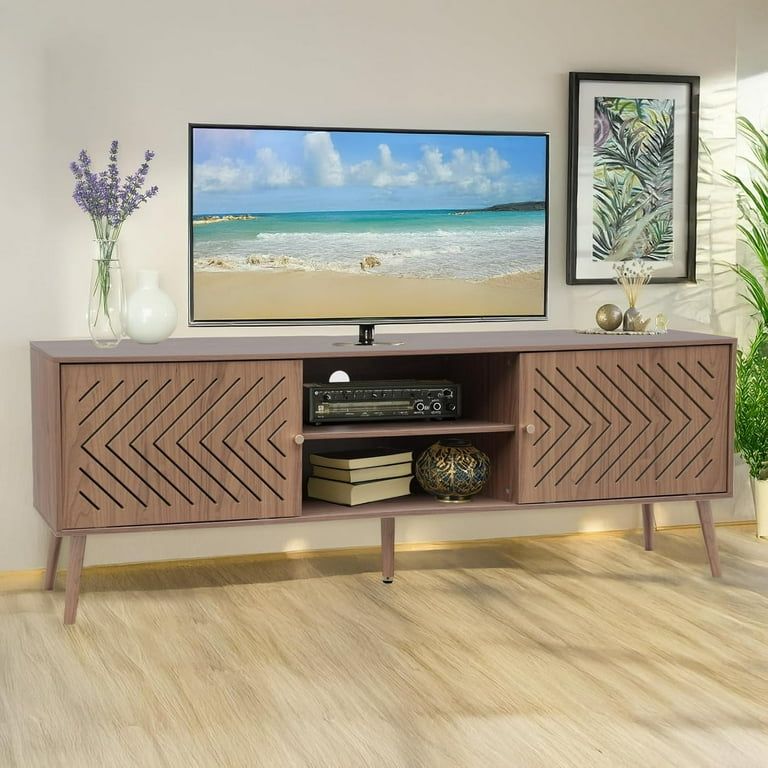 61” Mid-Century Modern TV Stand – Walnut (NEW)