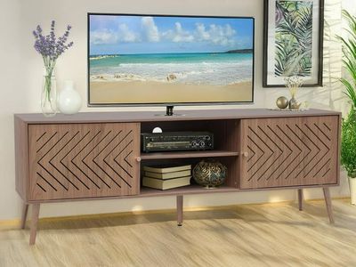 61” Mid-Century Modern TV Stand – Walnut (NEW)