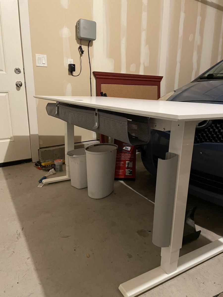HumanScale Manual Lift Desk with Dual 27" Monitors & File Cabinet — $125 OBO