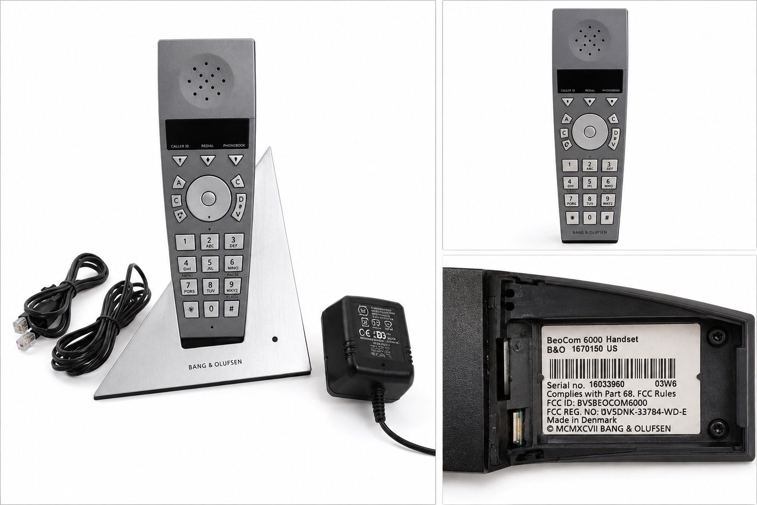 Bang & Olufsen BeoCom 6000 Cordless Telephone Handset with Base and Power Adapter