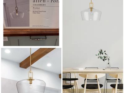 NIB Gorgeous Clear Glass And Brushed Gold Pendant Light