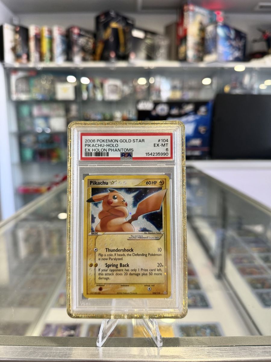 2006 Pokemon Ex Holon Phantoms Gold Star #104 Pikachu-holo PSA 6 with swirl