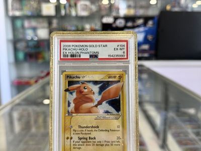 2006 Pokemon Ex Holon Phantoms Gold Star #104 Pikachu-holo PSA 6 with swirl