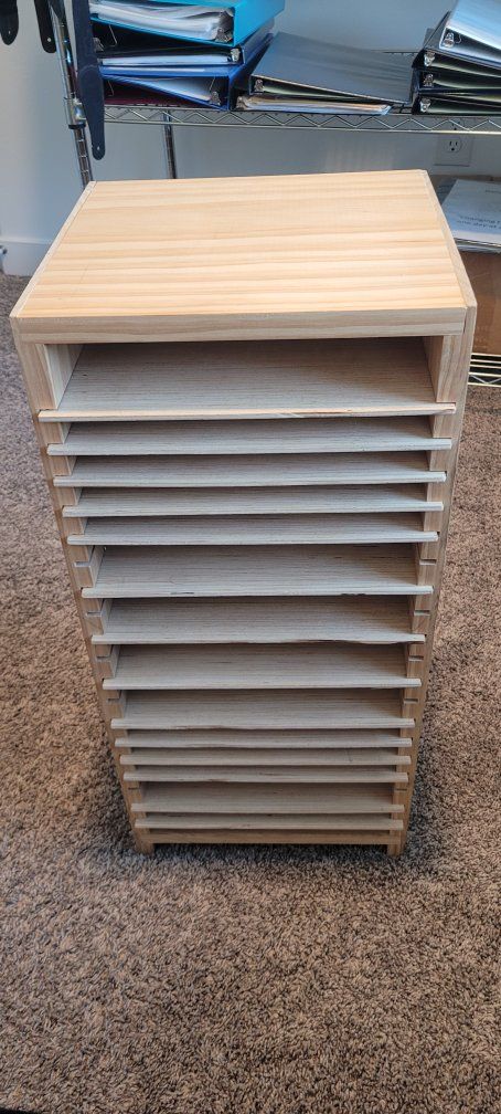 Wooden Craft Storage Cabinet with 10 Flat Shelves - Unfinished Pine Organizer for Paper & Art Supplies