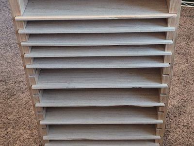 Wooden Craft Storage Cabinet with 10 Flat Shelves - Unfinished Pine Organizer for Paper & Art Supplies