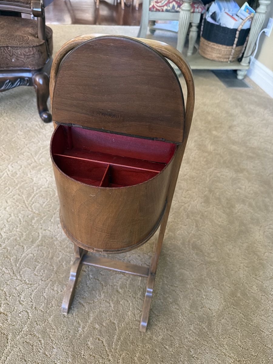 Vintage Wooden Sewing Basket Stand