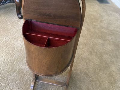 Vintage Wooden Sewing Basket Stand