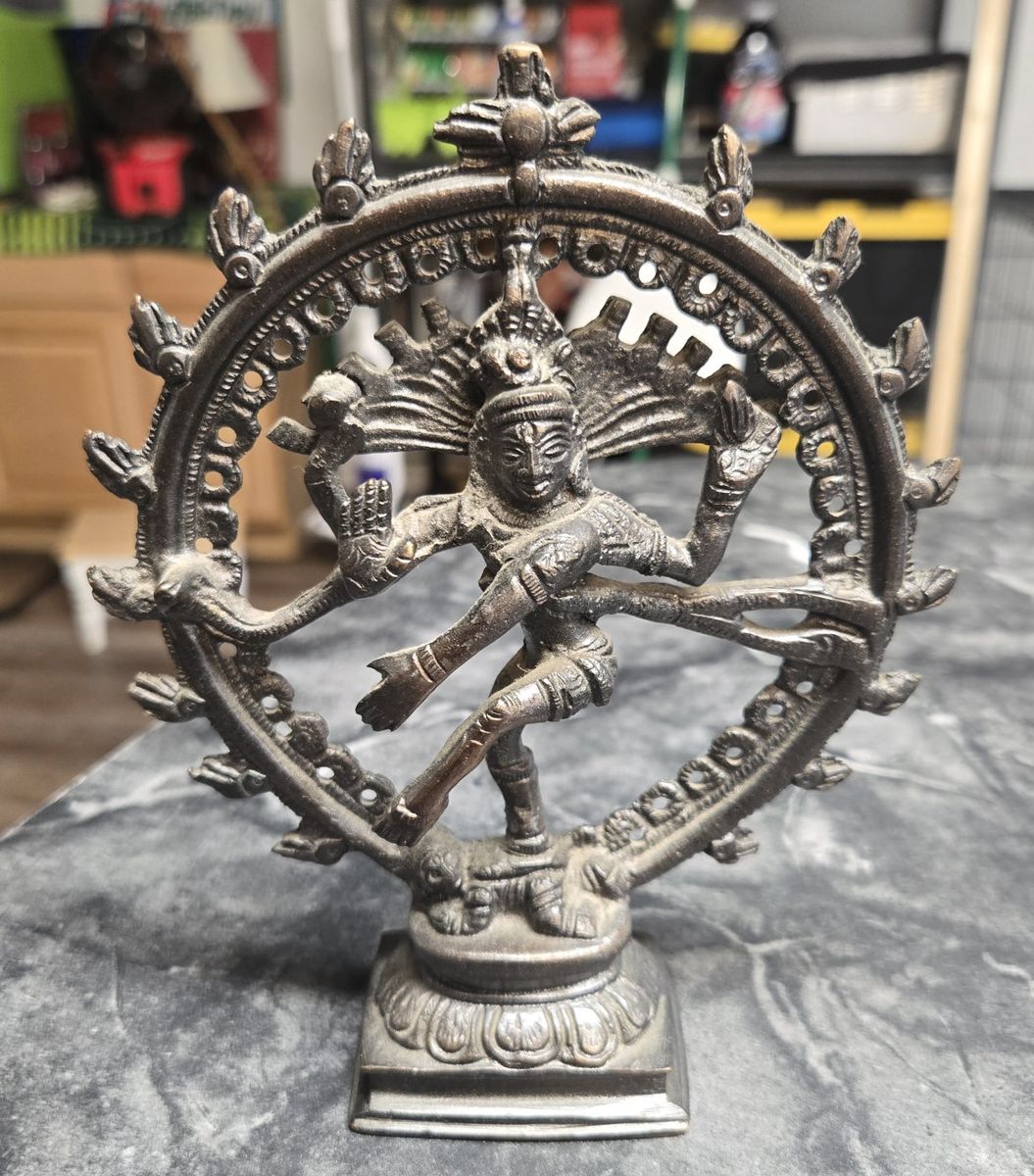 Vintage Bronze Dancing Shiva Nataraja Statue - Hindu God Figure on Lotus Base