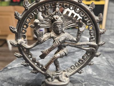 Vintage Bronze Dancing Shiva Nataraja Statue - Hindu God Figure on Lotus Base