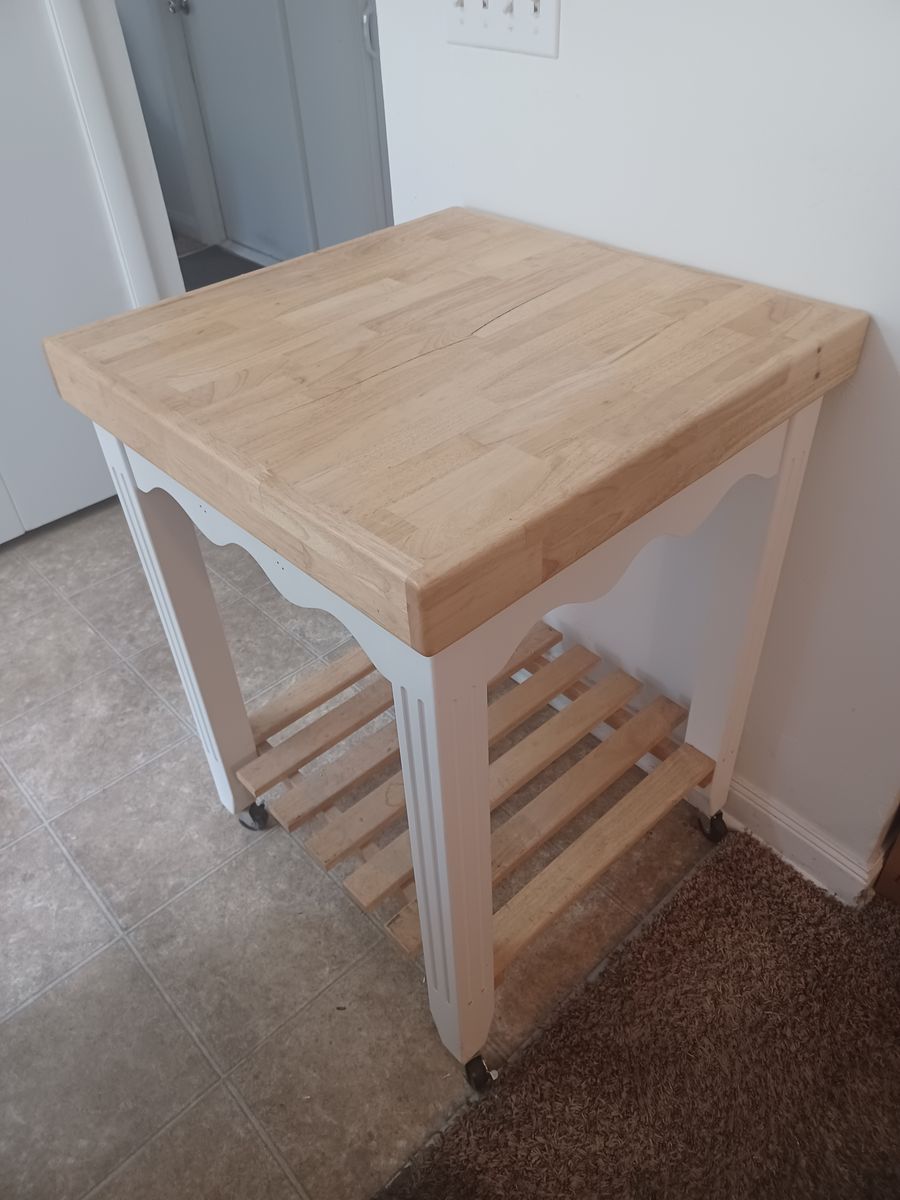Butcher Block table.  36" high X 26" x 26".