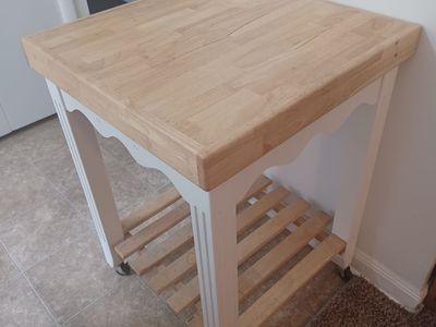Butcher Block table. 36" high X 26" x 26".