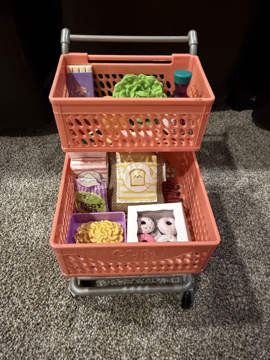 Our Generation Toy Shopping Cart with Play Food Accessories