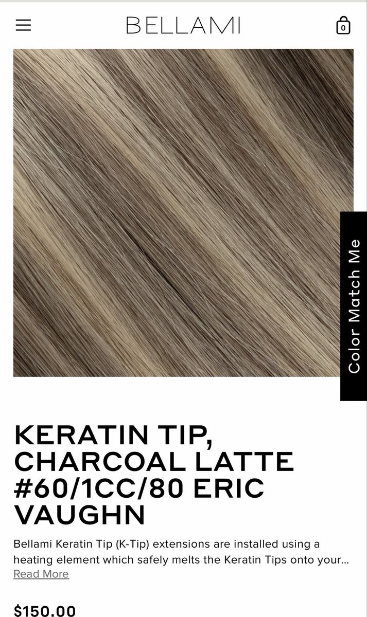 Bellami Profession K-Tip Hair Extensions - Charcoal Latte #60/1CC/80, 16" Straight, 25g Human Hair