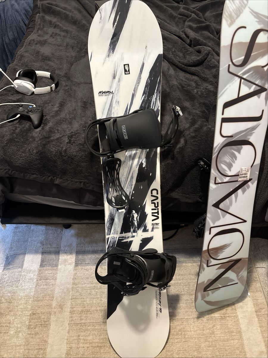 Capita Mercury Snowboard with Burton Cartel Bindings - White/Black, All-Mountain