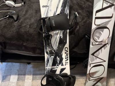 Capita Mercury Snowboard with Burton Cartel Bindings - White/Black, All-Mountain