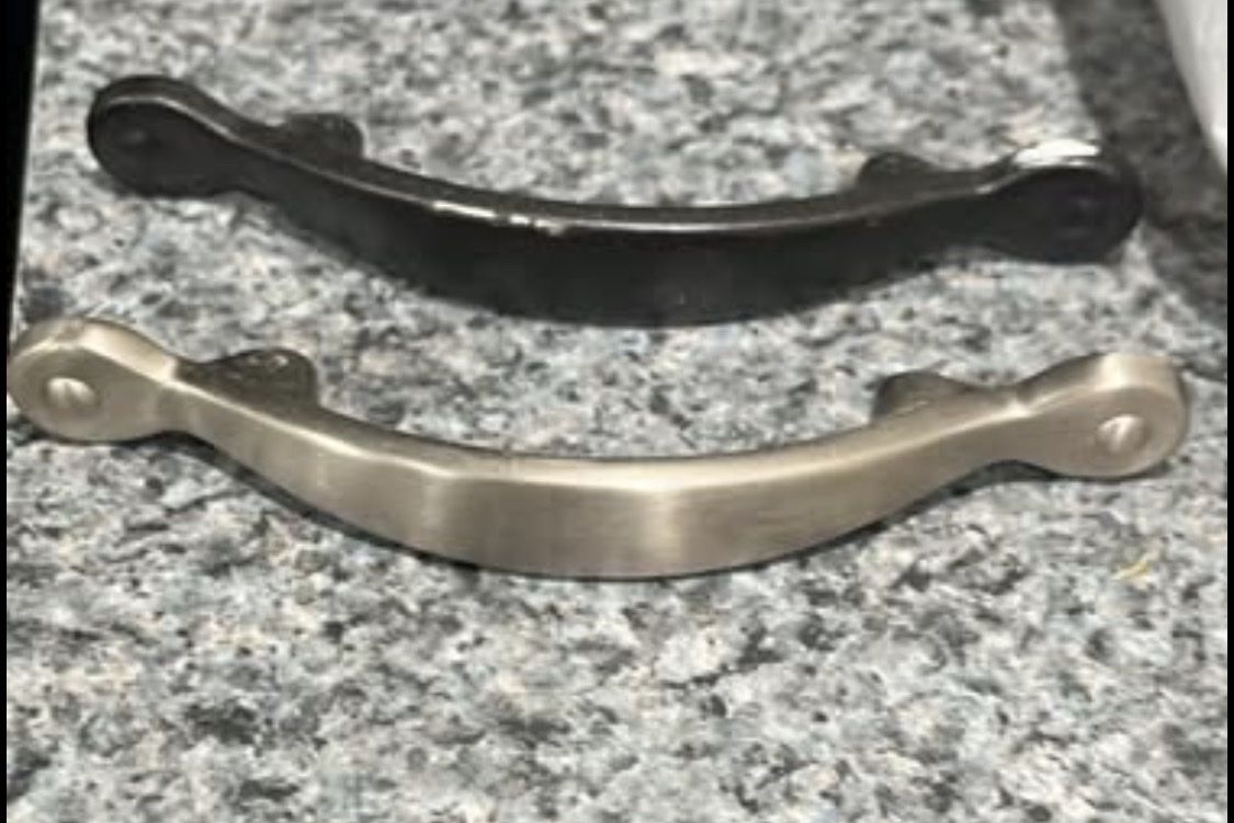 Cabinet Drawer Handles Hardware - Brush Nickel coated in black rustoleum
