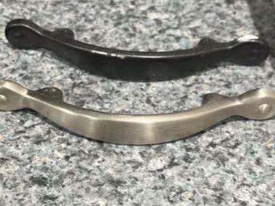Cabinet Drawer Handles Hardware - Brush Nickel coated in black rustoleum