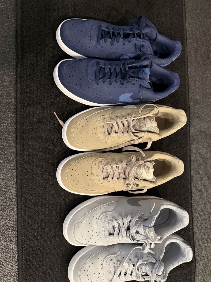 Nike Court Vision Low Sneakers - 3-Pair Bundle, Navy, Tan, Grey - Men's Size 11