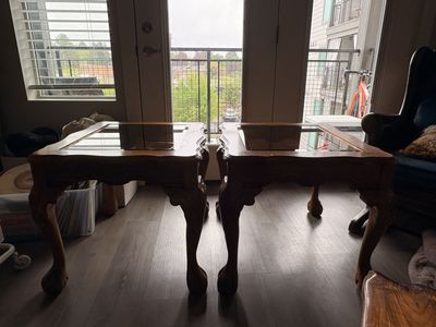 Vintage Queen Anne Style Side Tables Claw Feet