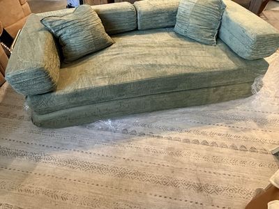 Convertible Green Corduroy Sofa Bed / Sleeper Sofa - Great for Guests or Small Spaces