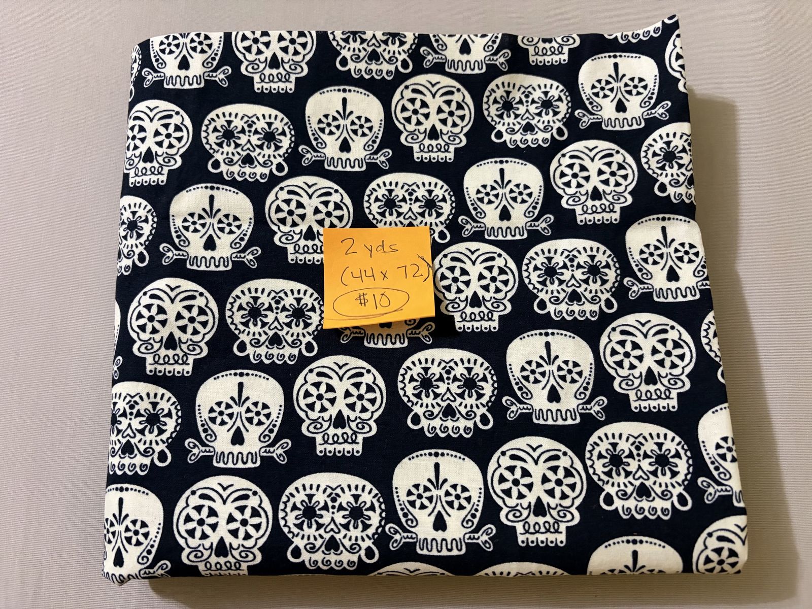 Black and White Sugar Skull Cotton Fabric 2 Yards (44x72) from JoAnn