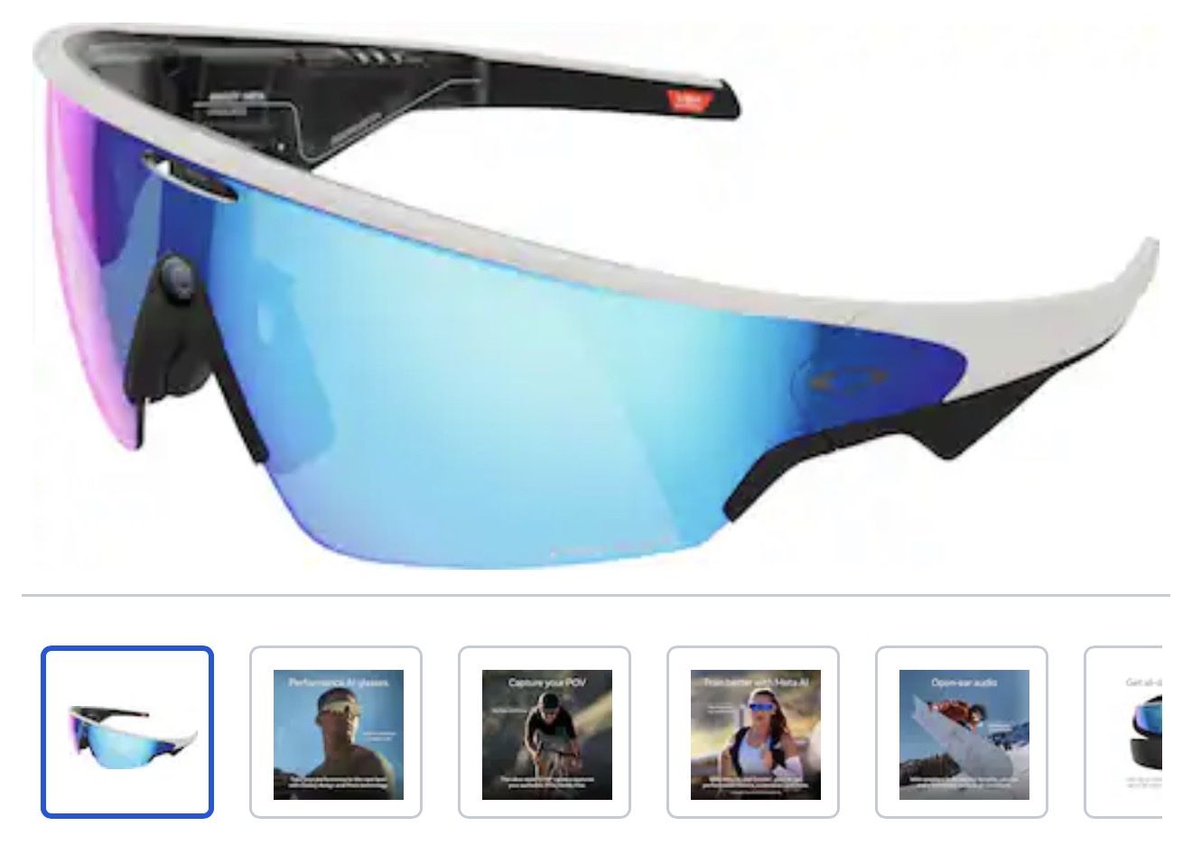 Oakley Meta Vanguard Prizm Smart Sunglasses - White/Blue - Open-Ear Audio, POV Capture