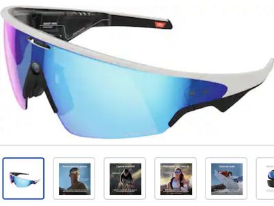 Oakley Meta Vanguard Prizm Smart Sunglasses - White/Blue - Open-Ear Audio, POV Capture