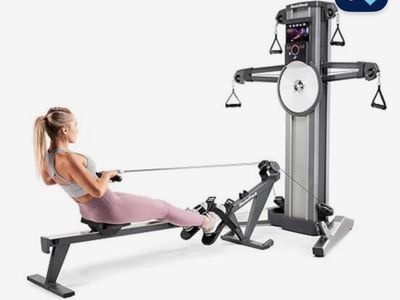 Cardio cable machine w/ rower bench