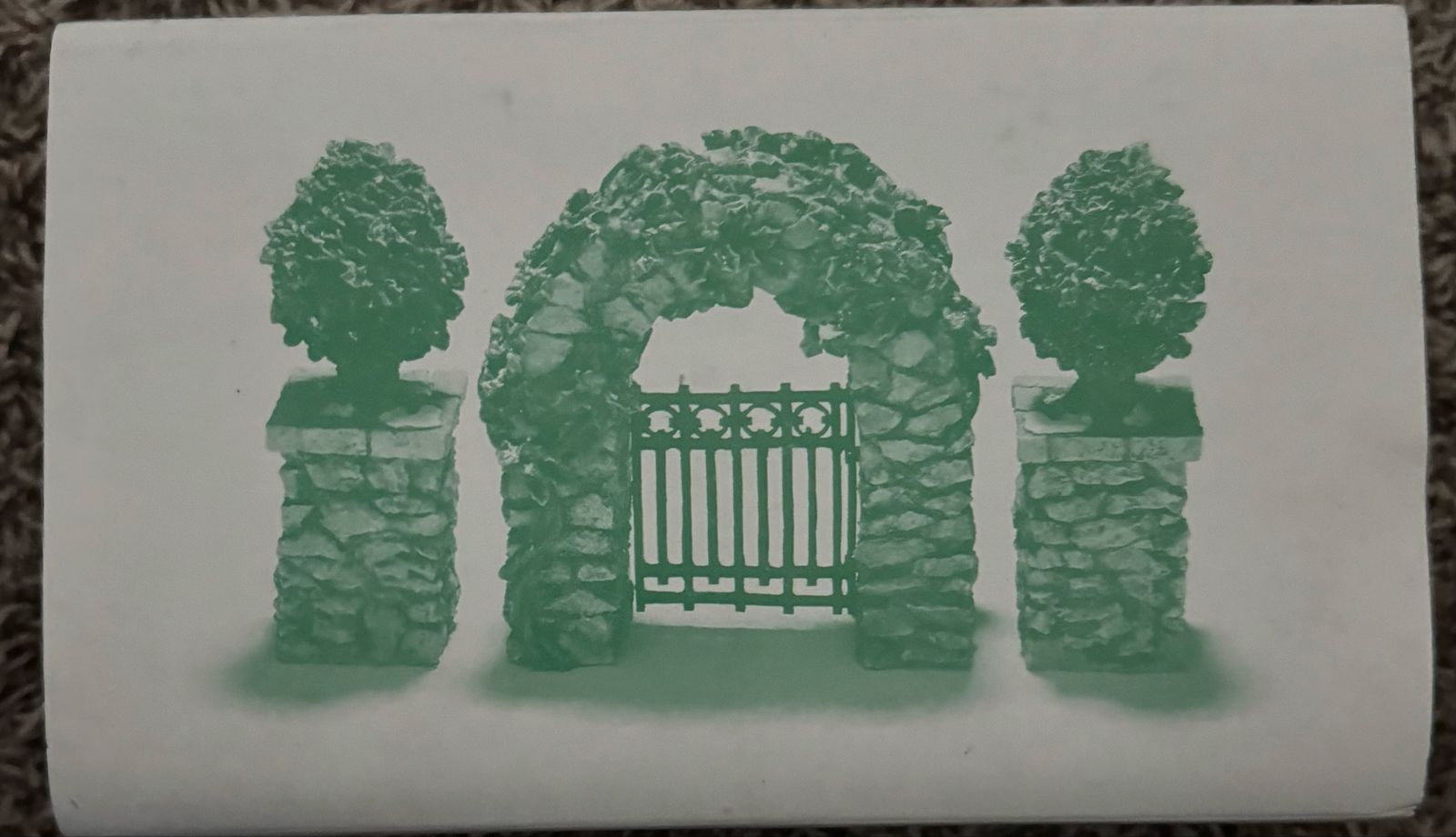 Department 56 Village Stone Corner Posts with Holly Tree and Stone Archway - Set of 3
