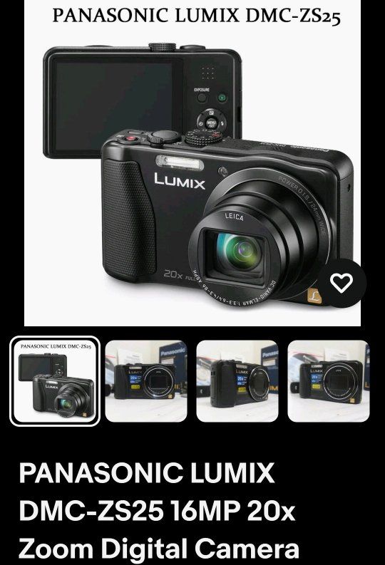 Panasonic Lumix DMC-ZS25 16.1MP Digital Camera - Black with 20x Optical Zoom Leica Lens