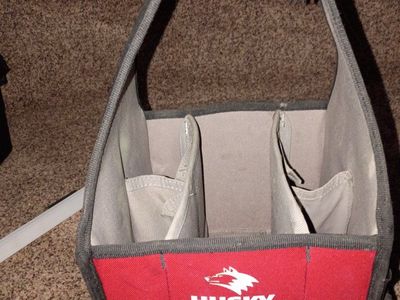Husky Red and Black Open-Top Tool Tote Bag with Multiple Pockets